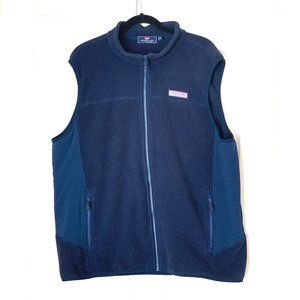 VINEYARD VINES Men s Fleece Full Zip Vest Navy Pockets